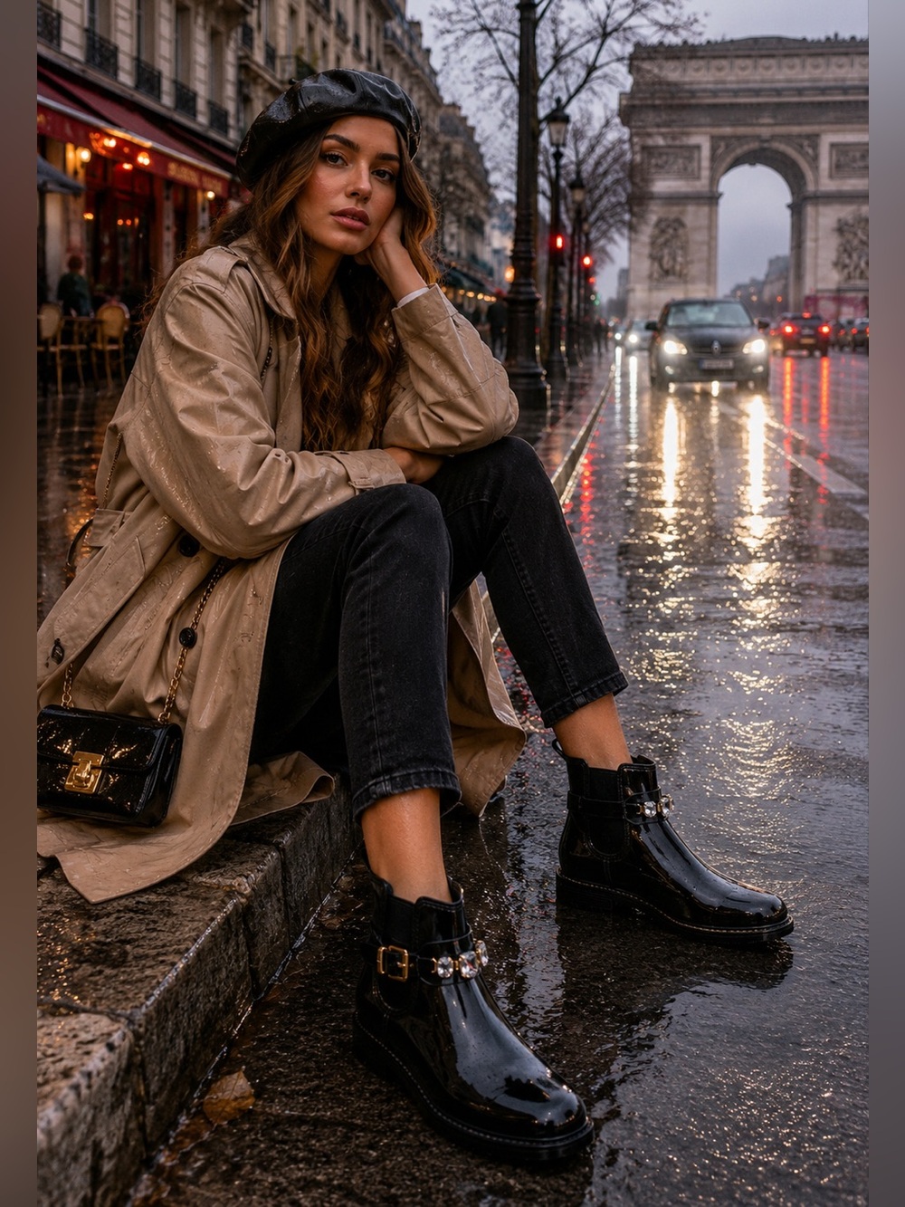 🖤 Henry Ferrera Black Rhinestone Rain Boots 🖤